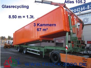 قلابة نصف مقطورة Glasrecycling 67m³ 3 Kammern + Atlas Kran: صور 1