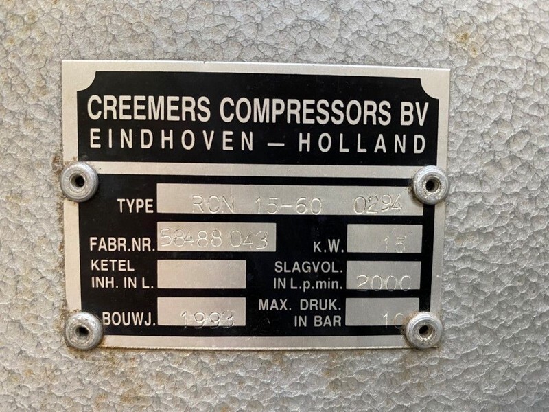 ضاغط الهواء Creemers RCN 15-60 15 kW 2000 L / min 10 Bar Elektrische Schroefcompressor: صور 4