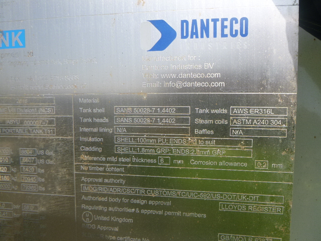 صهريج حاوية, نصف مقطورة Danteco Food tank container inox 20 ft / 25 m3 / 1 comp: صور 21