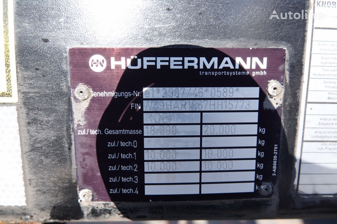 شاحنات الحاويات / جسم علوي قابل للتغيير مقطورة Hüffermann HAR 18.67 / SWAP CHASISS / FOR CONTAINERS / 2018 /: صور 21