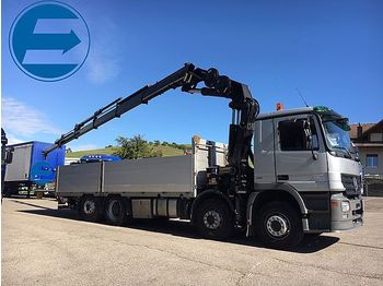 شاحنات مسطحة Mercedes-Benz ACTROS 3244 Brücke mit KRAN und LBW: صور 1