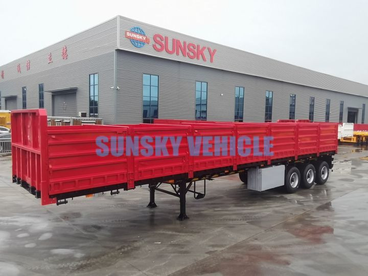 جديد نصف مقطورة مسطحة لنقل البضائع الحرة SUNSKY 40FT drop side wall semi trailer: صور 8
