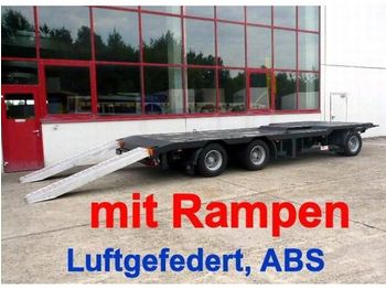Meusburger 3 Achs Abstetzmuldenanhänger mit Rampen - عربة مسطحة منخفضة مقطورة