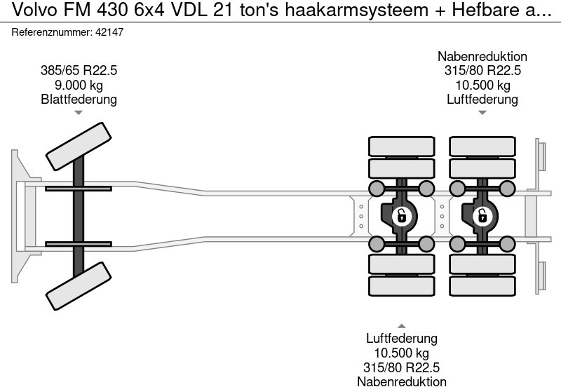 شاحنة ذات الخطاف Volvo FM 430 6x4 VDL 21 ton's haakarmsysteem + Hefbare achteras: صور 14