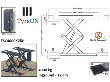 معدات الورش TSC4000X2iXL In floor scissor lift - Double extensions - 12 cm installation depth - Hydromechanically locked - No compressed air required - 4T: صور 2