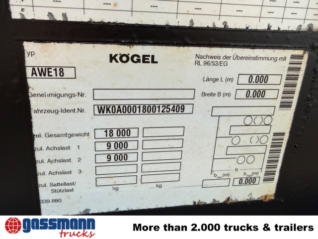 Kögel AWE 18 - شاحنات الحاويات / جسم علوي قابل للتغيير مقطورة: صور 4 Kögel AWE 18 - شاحنات الحاويات / جسم علوي قابل للتغيير مقطورة: صور 4
