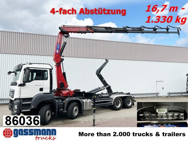 MAN TGS 35.480 8X4 BL, Intarder, Kran HMF 3220-K6, - شاحنة ذات الخطاف, شاحنة كرين: صور 1 MAN TGS 35.480 8X4 BL, Intarder, Kran HMF 3220-K6, - شاحنة ذات الخطاف, شاحنة كرين: صور 1