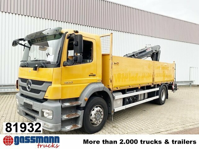 Mercedes-Benz Axor 1833 L 4x2 mit Heckkran Hiab XS 133 K-2 - شاحنات مسطحة, شاحنة كرين: صور 1 Mercedes-Benz Axor 1833 L 4x2 mit Heckkran Hiab XS 133 K-2 - شاحنات مسطحة, شاحنة كرين: صور 1