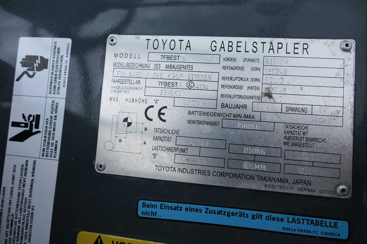 رافعة شوكية كهربائية TOYOTA 7 FBEST 15: صور 12