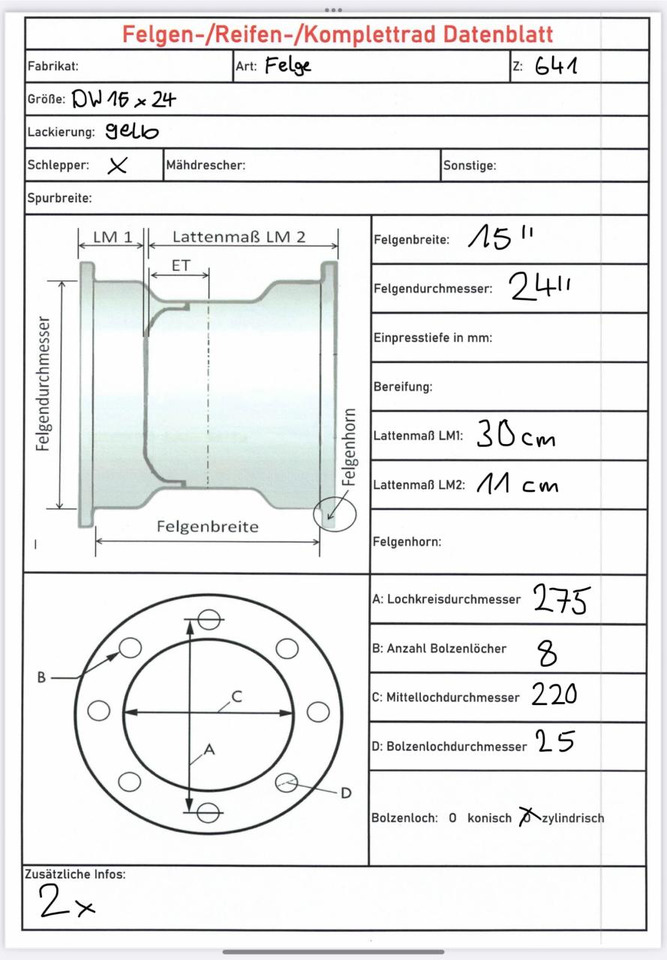 John Deere 15X24 / 8 Loch Felge - الجنوط: صور 4 John Deere 15X24 / 8 Loch Felge - الجنوط: صور 4