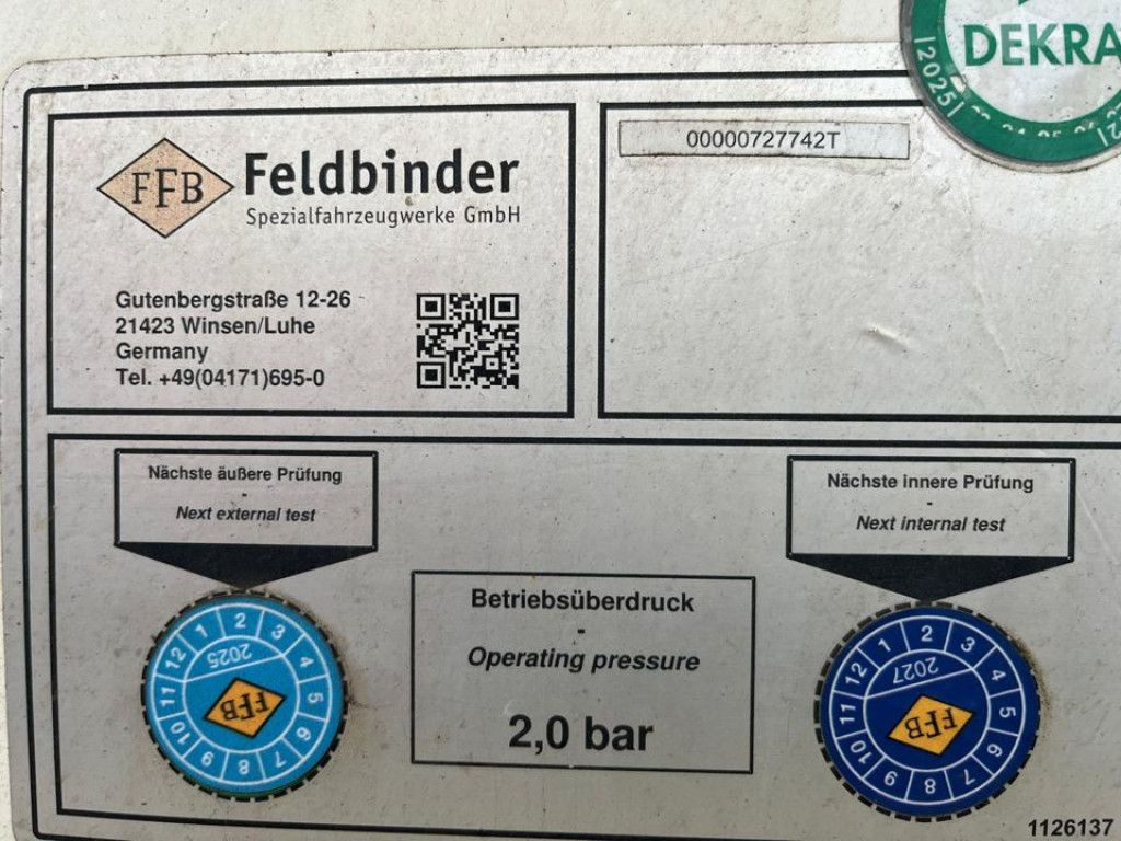 Feldbinder Silo für Staub und Rieselgüter EUT 40.3 Aufliege - بلكر: صور 5 Feldbinder Silo für Staub und Rieselgüter EUT 40.3 Aufliege - بلكر: صور 5