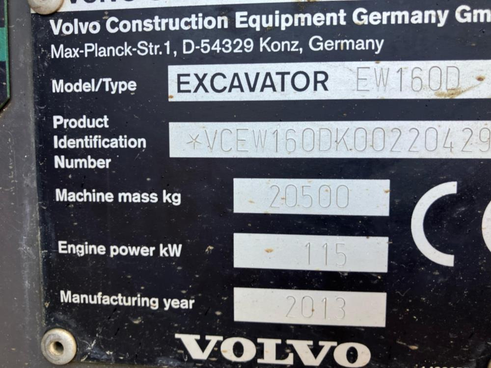 Volvo EW160D إيجار Volvo EW160D: صور 7 Volvo EW160D إيجار Volvo EW160D: صور 7