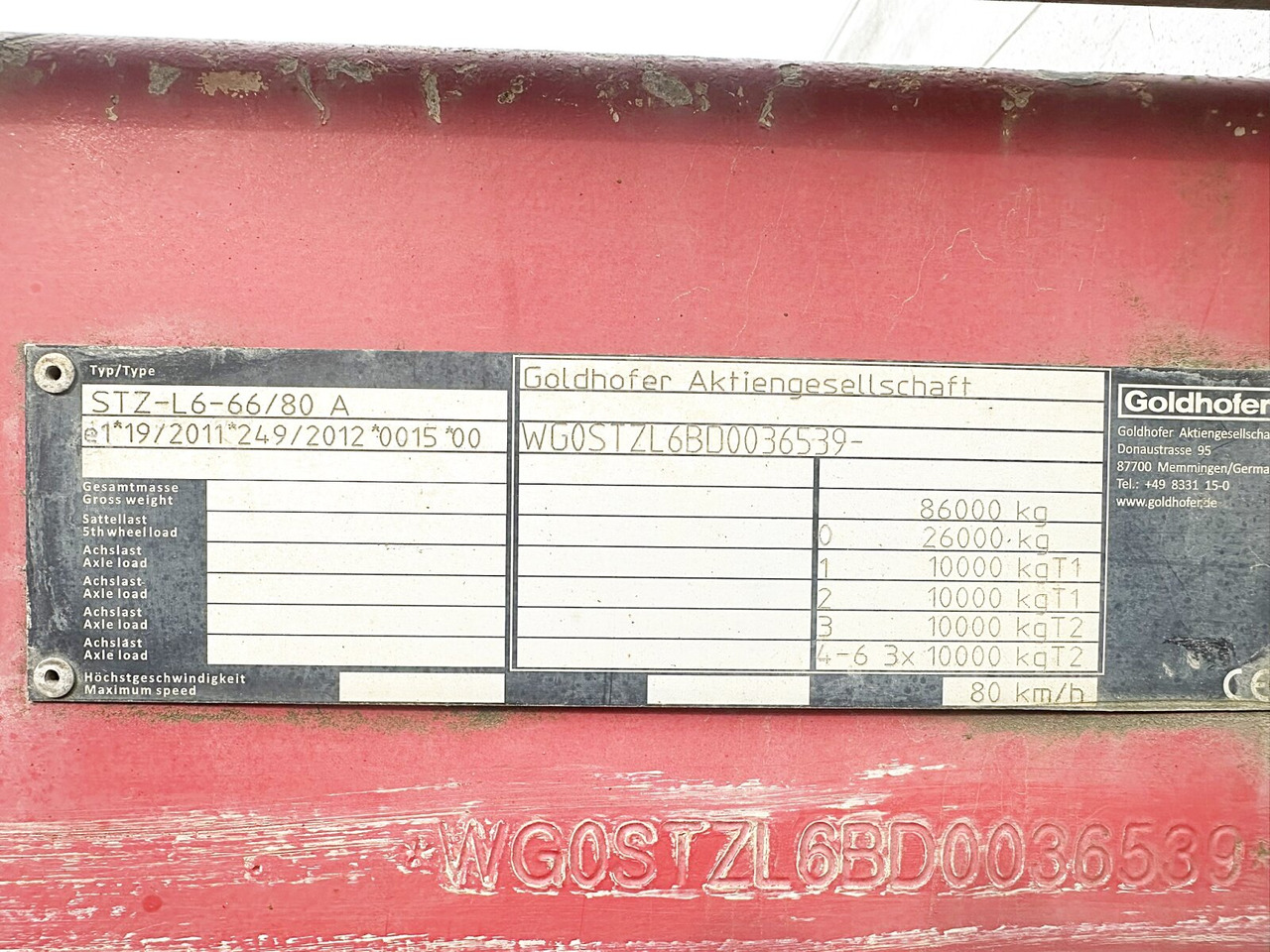 عربة مسطحة منخفضة نصف مقطورة لنقل المعدات الثقيلة Goldhofer STZ L 6-67/80 A STZ-L 6-67/80 A, 6 Achsen, 86.000kg Ges.-Gew.: صور 7 عربة مسطحة منخفضة نصف مقطورة لنقل المعدات الثقيلة Goldhofer STZ L 6-67/80 A STZ-L 6-67/80 A, 6 Achsen, 86.000kg Ges.-Gew.: صور 7