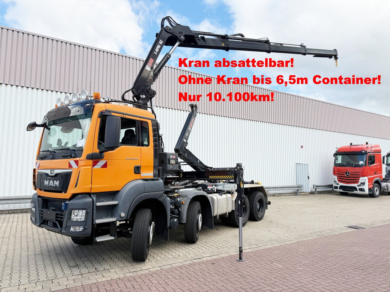 MAN TGS 35.500 8x4 BB TGS 35.500 8x4 BB mit Kran Hiab X-HiPro 162 E-3, absetzbar, Funk - شاحنة ذات الخطاف, شاحنة كرين: صور 1 MAN TGS 35.500 8x4 BB TGS 35.500 8x4 BB mit Kran Hiab X-HiPro 162 E-3, absetzbar, Funk - شاحنة ذات الخطاف, شاحنة كرين: صور 1