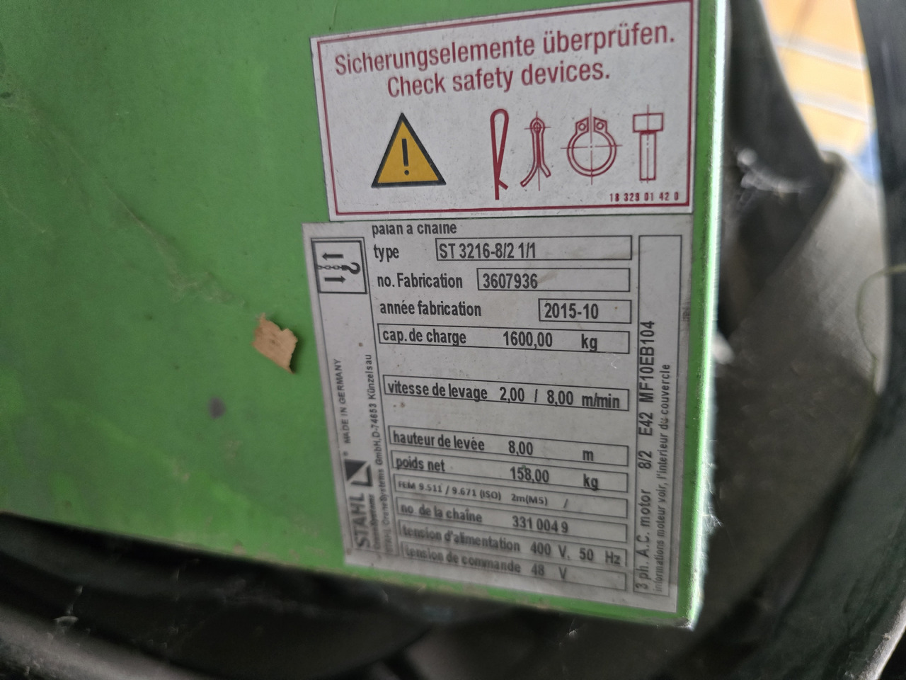 STAHL ST32 - وینچ - الآلات والماكينات الزراعية: صور 4 STAHL ST32 - وینچ - الآلات والماكينات الزراعية: صور 4