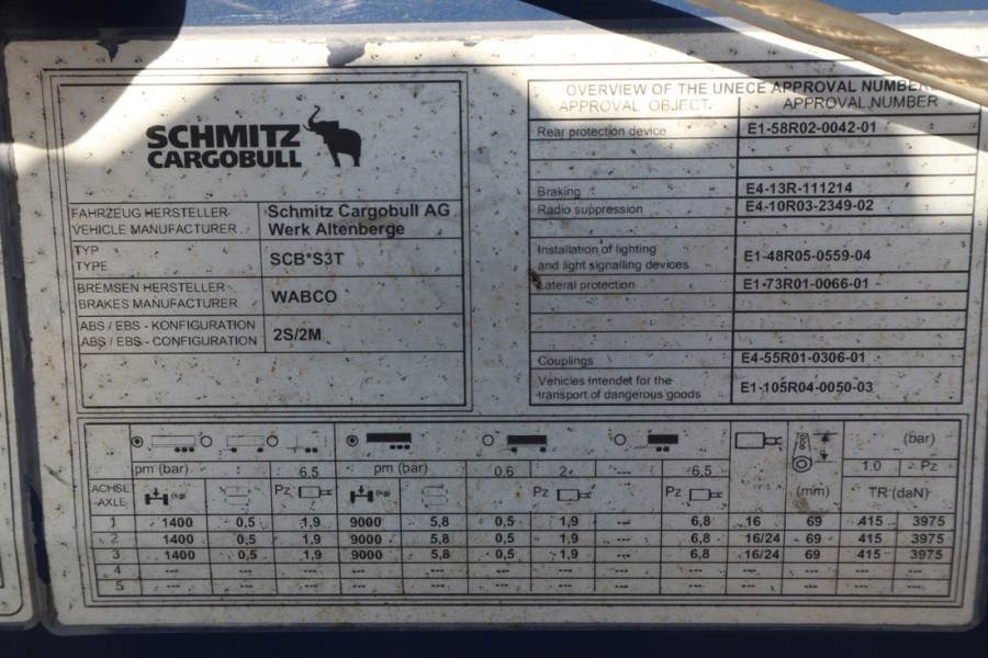 مقطورة ستارة Schmitz Cargobull SCB3ST CoC Documents, TuV Loading Certif: صور 7 مقطورة ستارة Schmitz Cargobull SCB3ST CoC Documents, TuV Loading Certif: صور 7