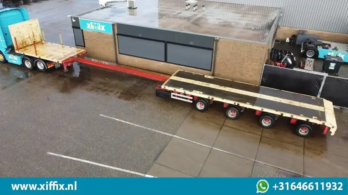 ES-GE 4-ass. Vlakke uitschuifbare Mega oplegger / 4x gestuurd / 14129 - نصف مقطورة مسطحة: صور 1 ES-GE 4-ass. Vlakke uitschuifbare Mega oplegger / 4x gestuurd / 14129 - نصف مقطورة مسطحة: صور 1