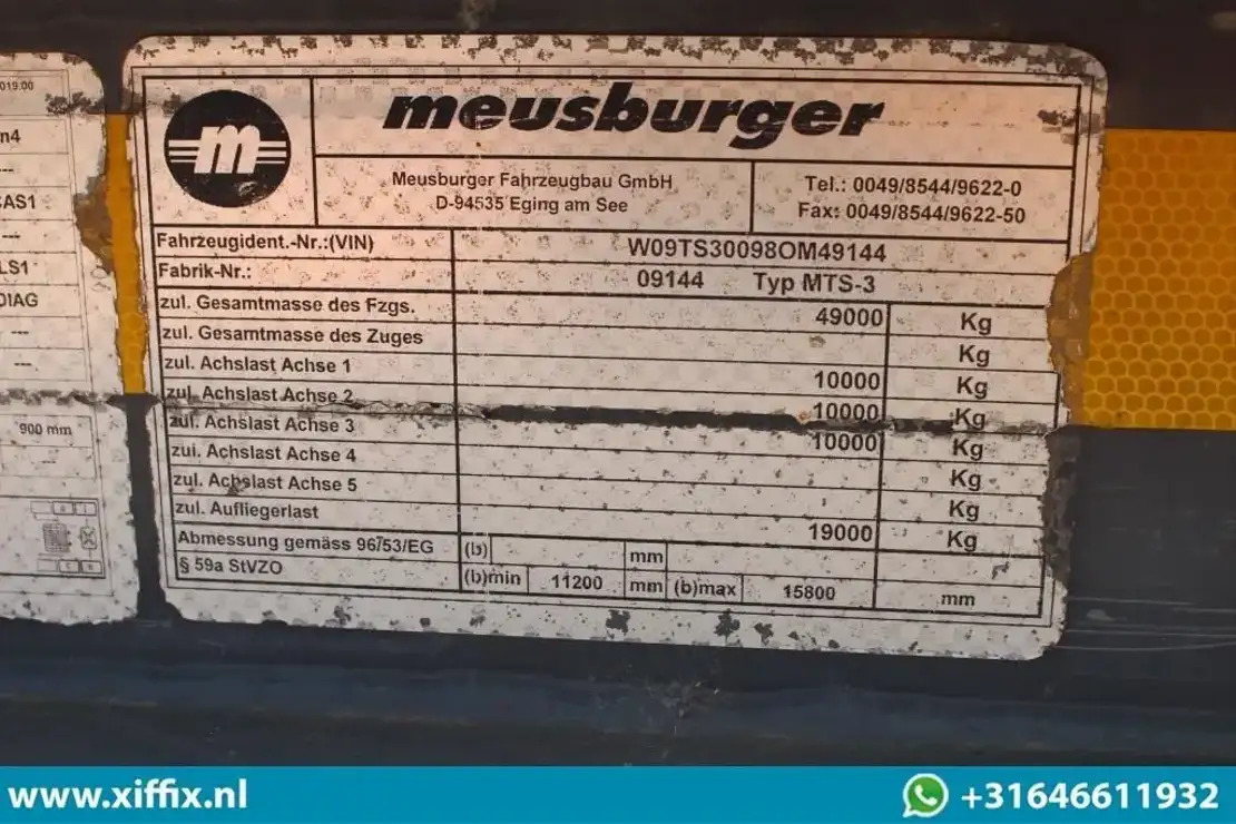 عربة مسطحة منخفضة نصف مقطورة Meusburger 3-ass. Uitschuifbare semi dieplader / Naloop gestuurd / 13821: صور 10