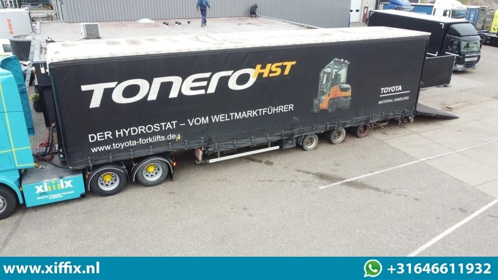 Wiese 3-ass. Semi dieplader met huifopbouw / Wiese 9 tons laadklep - عربة مسطحة منخفضة نصف مقطورة: صور 1 Wiese 3-ass. Semi dieplader met huifopbouw / Wiese 9 tons laadklep - عربة مسطحة منخفضة نصف مقطورة: صور 1