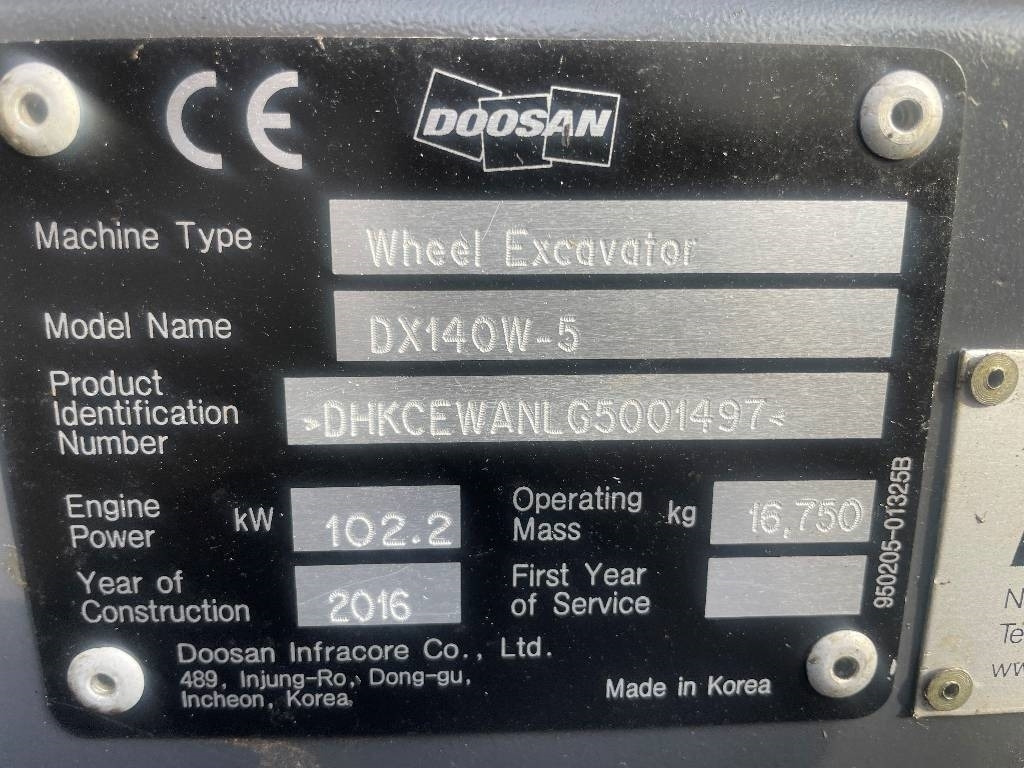 Doosan DX 140 W-5 Dismantled: only spare parts - حفارة على عجلات: صور 5 Doosan DX 140 W-5 Dismantled: only spare parts - حفارة على عجلات: صور 5