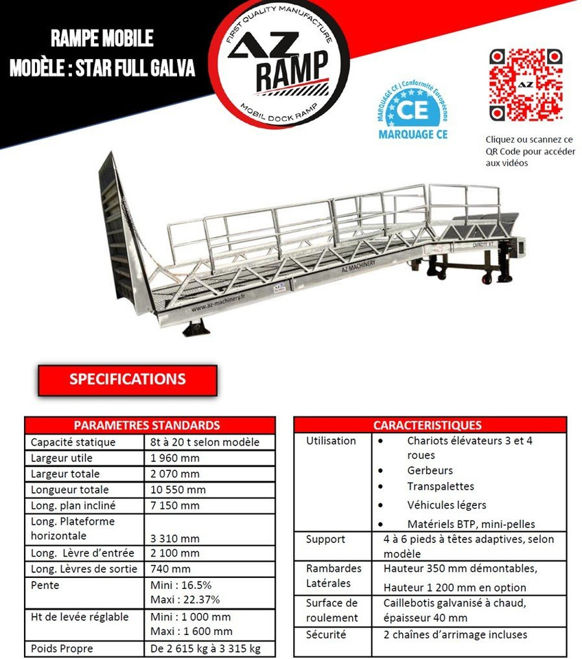 جديد منحدر تحميل Loading Ramp with with hydraulic tilting bridge -  AZ RAMP - STAR- 12T FULL GALVA: صور 11