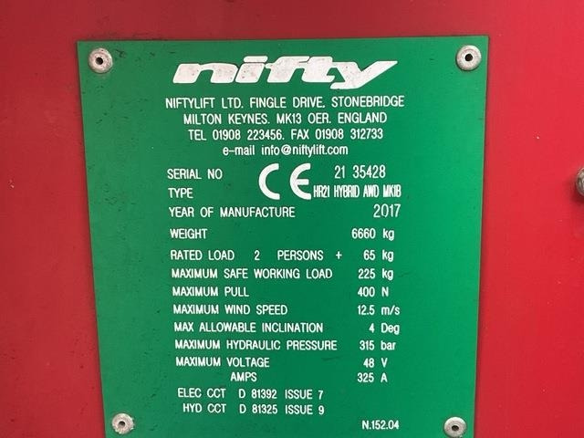 Niftylift HR21 - رافعات سلة مفصلية: صور 5 Niftylift HR21 - رافعات سلة مفصلية: صور 5