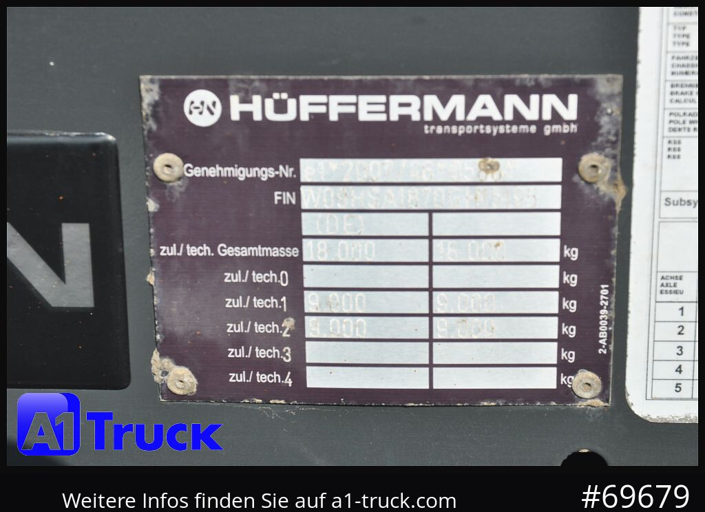 HUEFFERMANN HSA 1870 Luft, SAF, Scheibenbremse - مقطورة هوك ليفت/ لود لوجر: صور 5 HUEFFERMANN HSA 1870 Luft, SAF, Scheibenbremse - مقطورة هوك ليفت/ لود لوجر: صور 5