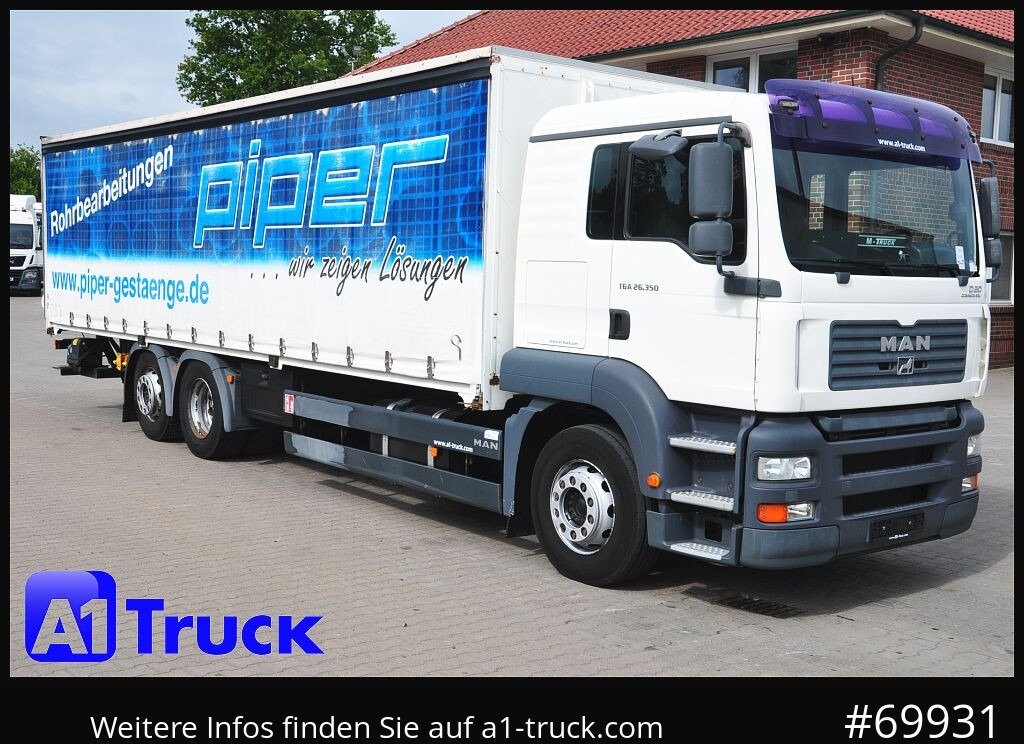 MAN TGA 26.350, Klima, Lenkachse, Ladefläche 9000mm - شاحنة ستارة: صور 1 MAN TGA 26.350, Klima, Lenkachse, Ladefläche 9000mm - شاحنة ستارة: صور 1