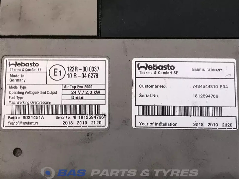 Webasto AirTop Evo 2000 Standkachel 7484544810 - التدفئة / التهوية - شاحنة: صور 4 Webasto AirTop Evo 2000 Standkachel 7484544810 - التدفئة / التهوية - شاحنة: صور 4