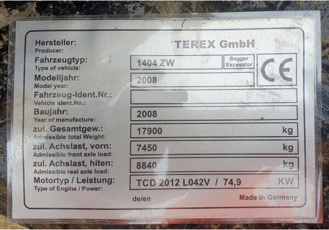 Atlas Terex 1404 ZW - حفارة: صور 5 Atlas Terex 1404 ZW - حفارة: صور 5