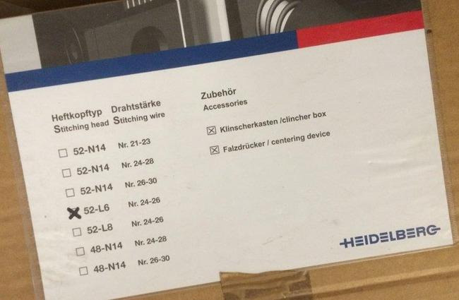 Heidelberg 52-L6 ring eyelet stitching heads - آلات الطباعة: صور 2 Heidelberg 52-L6 ring eyelet stitching heads - آلات الطباعة: صور 2