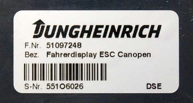 Jungheinrich 51097248 | Display ESC canopen sn. 551O6026 - لوحة القيادة - معدات المناولة: صور 3 Jungheinrich 51097248 | Display ESC canopen sn. 551O6026 - لوحة القيادة - معدات المناولة: صور 3