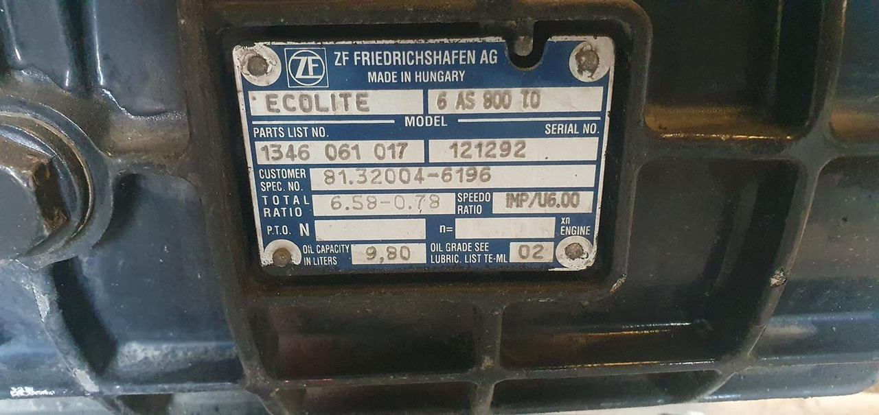 ZF ECOLITE 6 AS 800 TO - AUTOMATIC - علبة التروس - شاحنة: صور 5 ZF ECOLITE 6 AS 800 TO - AUTOMATIC - علبة التروس - شاحنة: صور 5