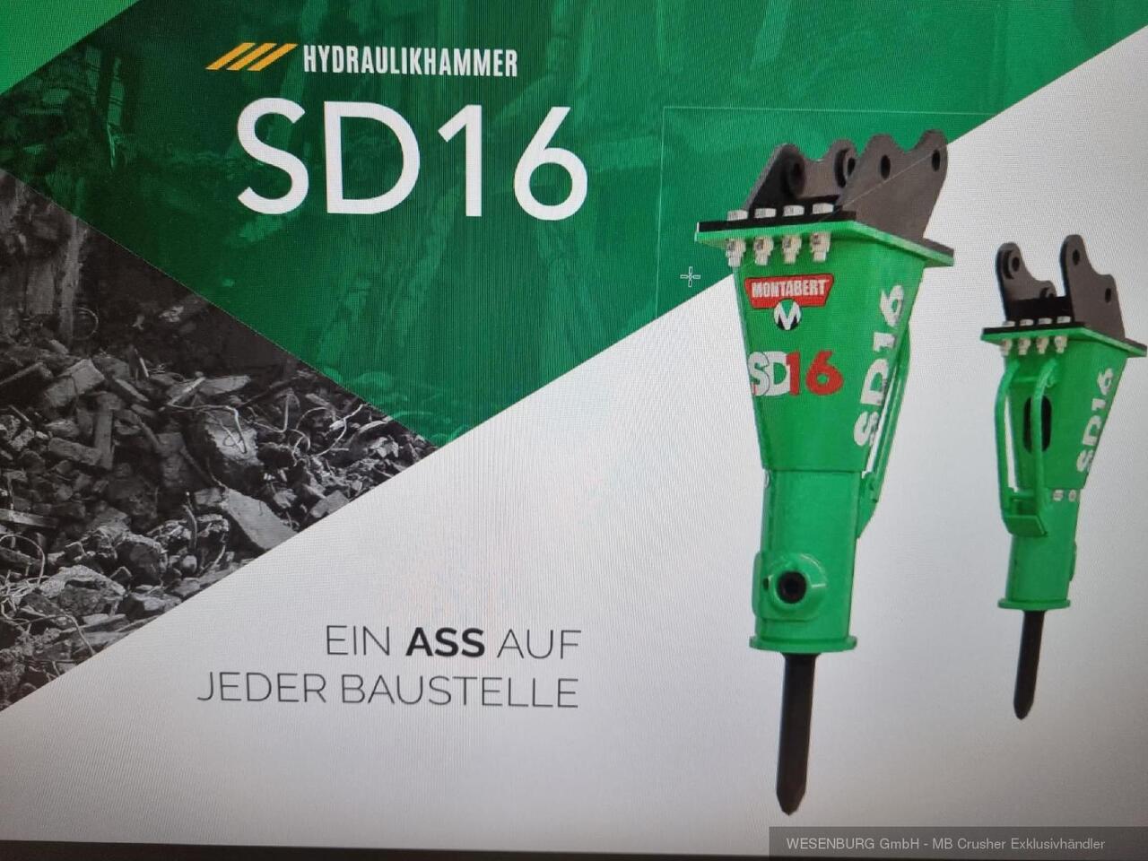 Montabert Hydraulikhammer SD16 Trägerklasse: 1,5 - 3,7 t - مطرقة هيدروليكية - آلات البناء: صور 1 Montabert Hydraulikhammer SD16 Trägerklasse: 1,5 - 3,7 t - مطرقة هيدروليكية - آلات البناء: صور 1