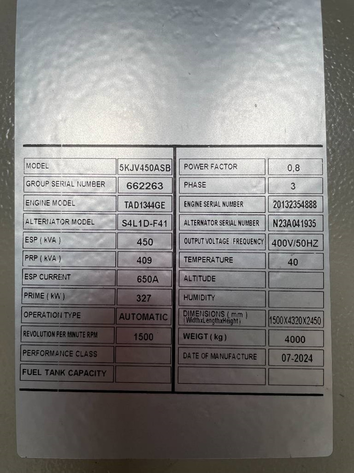 Volvo TAD1344GE - 450 kVA Generator - DPX-18880 - مجموعة المولدات: صور 5 Volvo TAD1344GE - 450 kVA Generator - DPX-18880 - مجموعة المولدات: صور 5