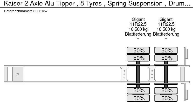قلابة نصف مقطورة Kaiser 2 Axle Alu Tipper , 8 Tyres ,  Spring Suspension , Drum Brakes: صور 13