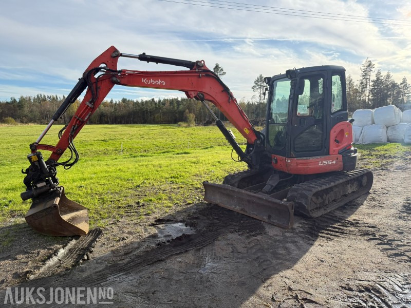 2012 Kubota U55-4 5,5 tonns gravemaskin med Steelwrist rototilt og 2 skuffer - حفارة: صور 1 2012 Kubota U55-4 5,5 tonns gravemaskin med Steelwrist rototilt og 2 skuffer - حفارة: صور 1