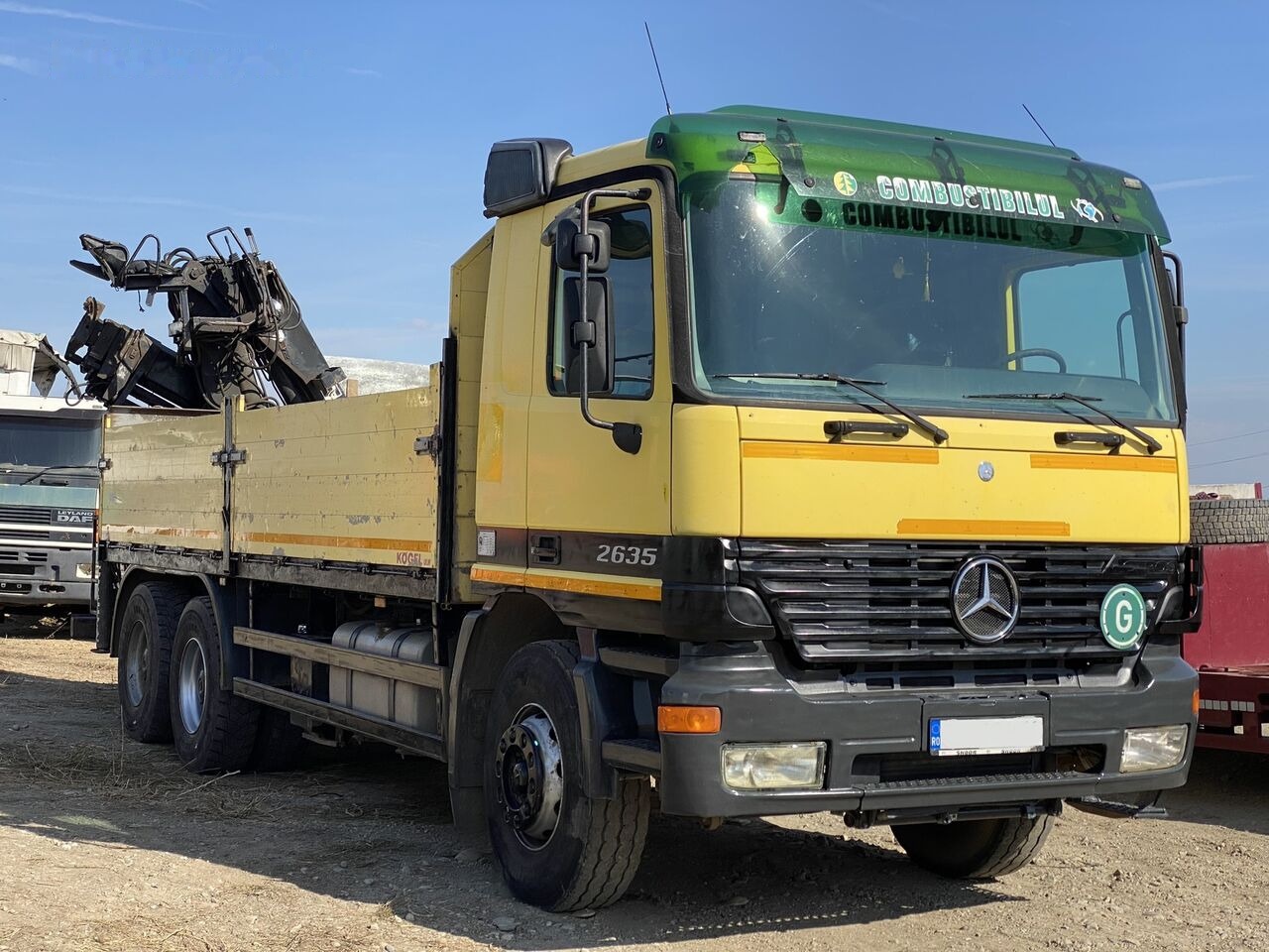 Mercedes-Benz Dropside camion Mercedes-Benz Actros MP1 V6 2635 + KRANE HIAB 17 - شاحنة كرين, شاحنات مسطحة: صور 5 Mercedes-Benz Dropside camion Mercedes-Benz Actros MP1 V6 2635 + KRANE HIAB 17 - شاحنة كرين, شاحنات مسطحة: صور 5