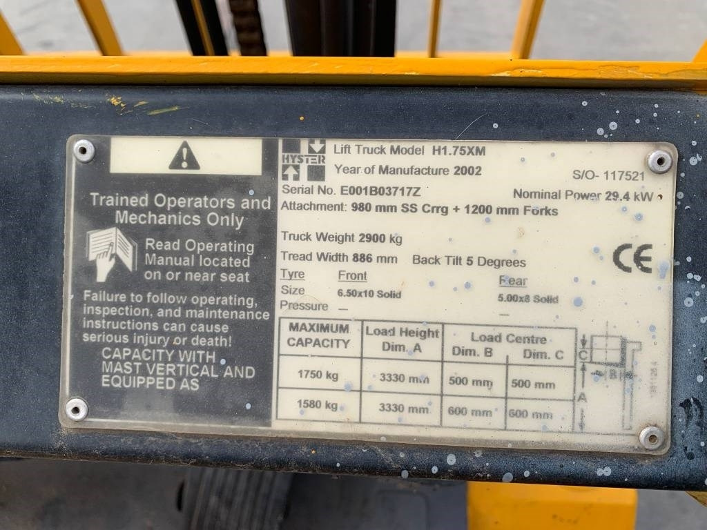 Hyster H 1.75 XM - رافعة شوكية تعمل بالغاز: صور 3 Hyster H 1.75 XM - رافعة شوكية تعمل بالغاز: صور 3
