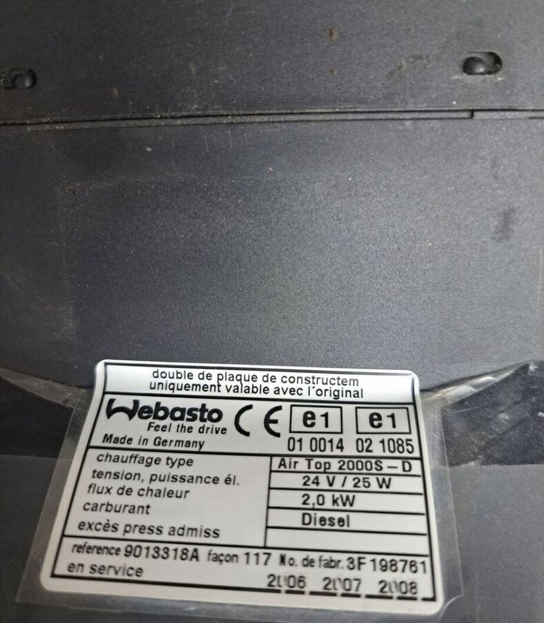 Webasto DEWASTO AIR TOP 2000 S Renault PREMIUM MIDLUM DXI VOLVO FL FE - التدفئة / التهوية - شاحنة: صور 2 Webasto DEWASTO AIR TOP 2000 S Renault PREMIUM MIDLUM DXI VOLVO FL FE - التدفئة / التهوية - شاحنة: صور 2