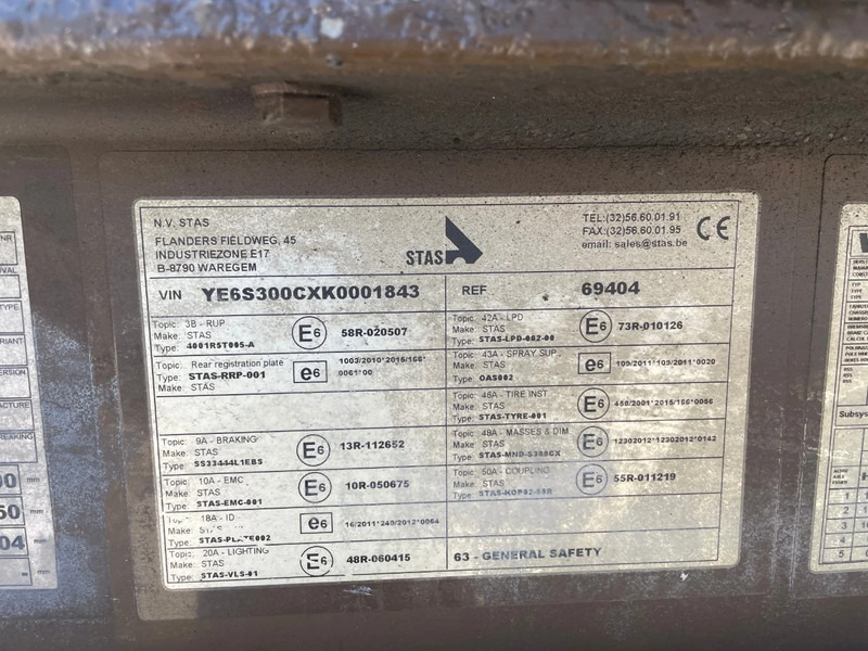 قلابة نصف مقطورة Stas S300CX / ALU KIPPER / RVS FLOOR / 48M3 / APK - TUV oktober 2024 / SAF AXLES / DISC BRAKES /: صور 9