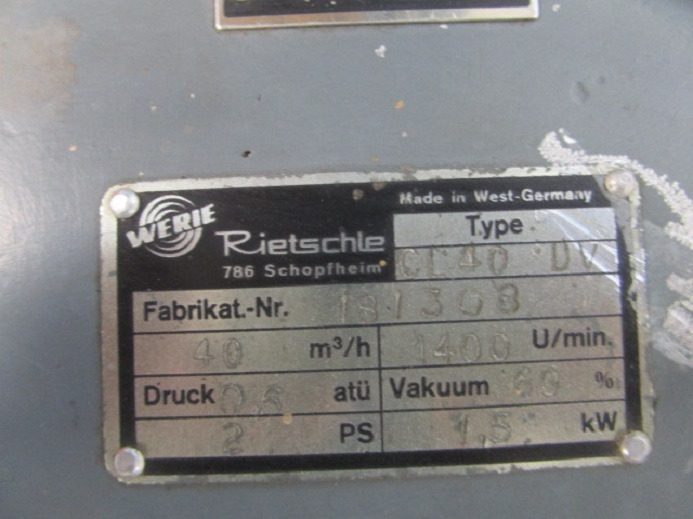 KOMPRESSOR RIETSCHLE CL40 DV - قطع الغيار - آلات الطباعة: صور 4 KOMPRESSOR RIETSCHLE CL40 DV - قطع الغيار - آلات الطباعة: صور 4