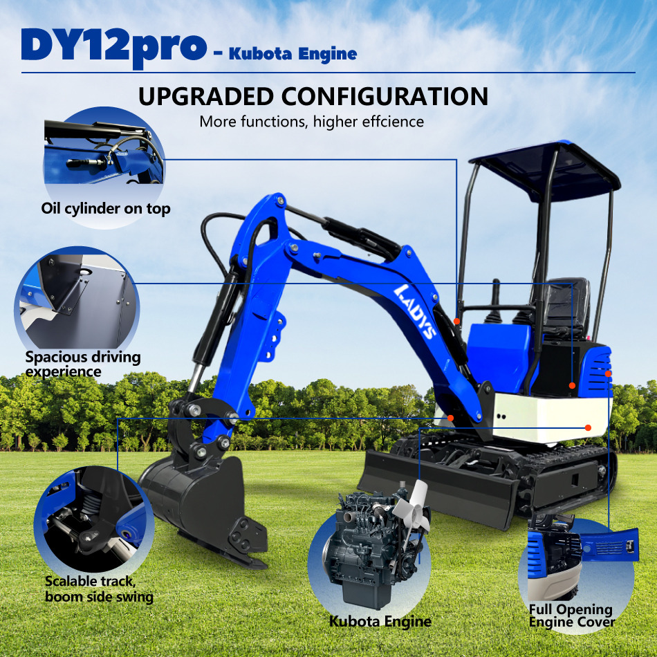 LADYS DY12Pro Mini Excavator Kubota Engine Euro 5/EPA/CE Mini Excavator Digger Miniexcavadora Mini Excavator For Sale - حفارات زحافة: صور 3 LADYS DY12Pro Mini Excavator Kubota Engine Euro 5/EPA/CE Mini Excavator Digger Miniexcavadora Mini Excavator For Sale - حفارات زحافة: صور 3