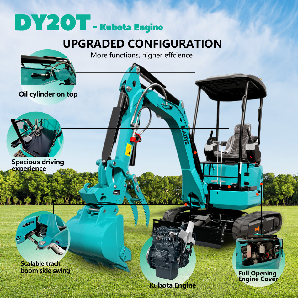 LADYS DY20T Mini Excavator Euro 5/Epa Engine Kubota Mini Excavator For Sale - حفارة مصغرة: صور 3 LADYS DY20T Mini Excavator Euro 5/Epa Engine Kubota Mini Excavator For Sale - حفارة مصغرة: صور 3