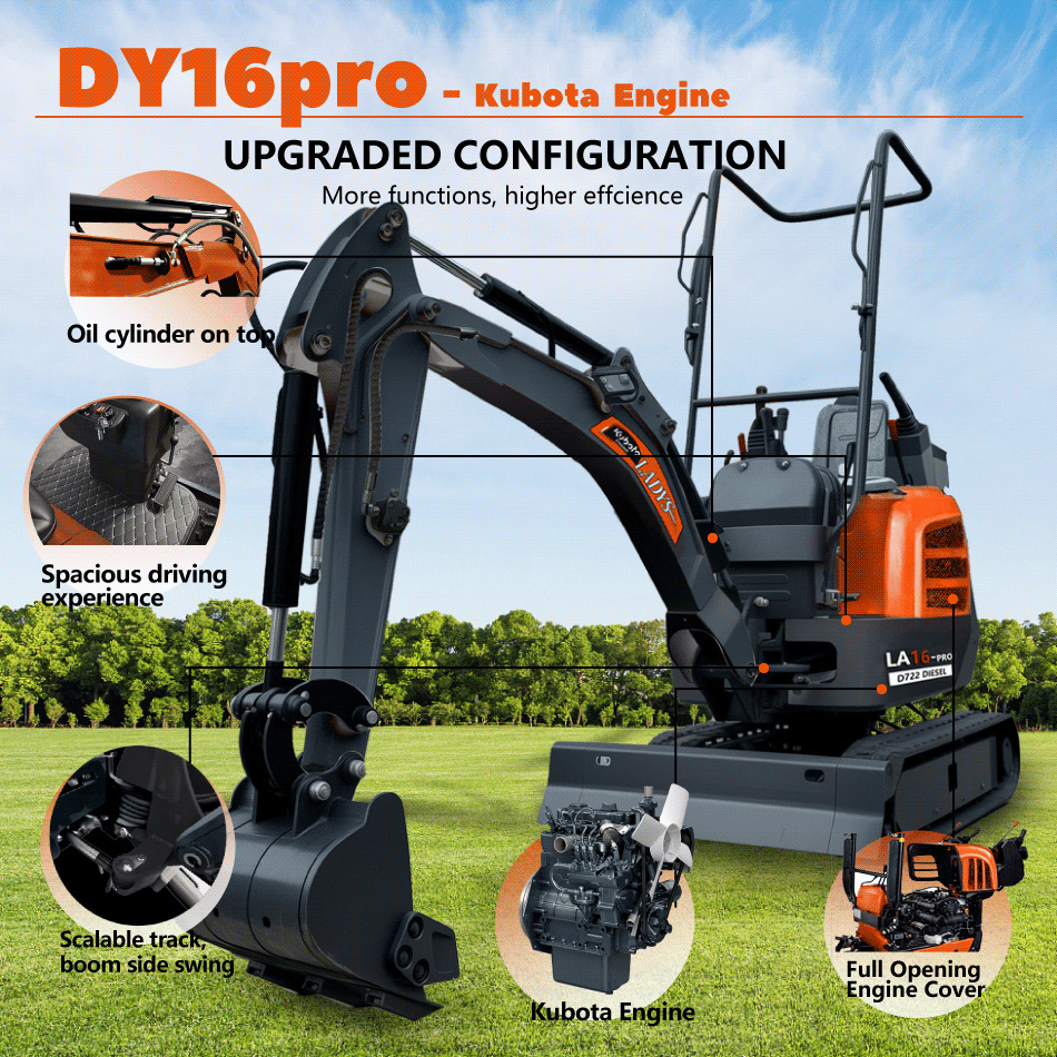 LADYS LA16Pro Mini Excavator Digger Miniexcavadora EPA Kubota Engine Mini Excavator For Sale With Mini Excavator Attachment Set - حفارة مصغرة: صور 3 LADYS LA16Pro Mini Excavator Digger Miniexcavadora EPA Kubota Engine Mini Excavator For Sale With Mini Excavator Attachment Set - حفارة مصغرة: صور 3