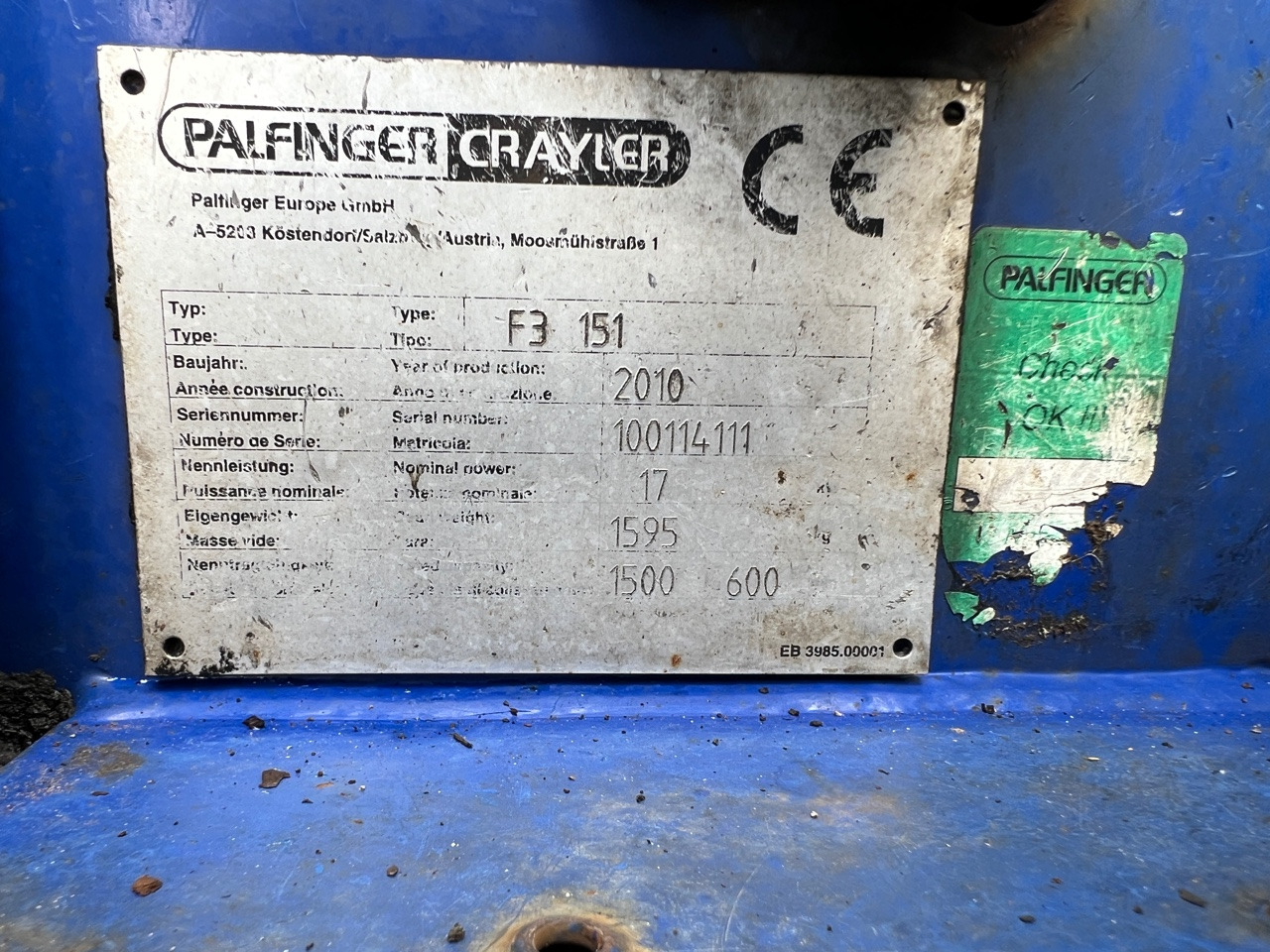 PALFINGER CRAYLER PALFINGER CRAYLER F3 151 - رافعة شوكية مثبتة على شاحنة: صور 5 PALFINGER CRAYLER PALFINGER CRAYLER F3 151 - رافعة شوكية مثبتة على شاحنة: صور 5