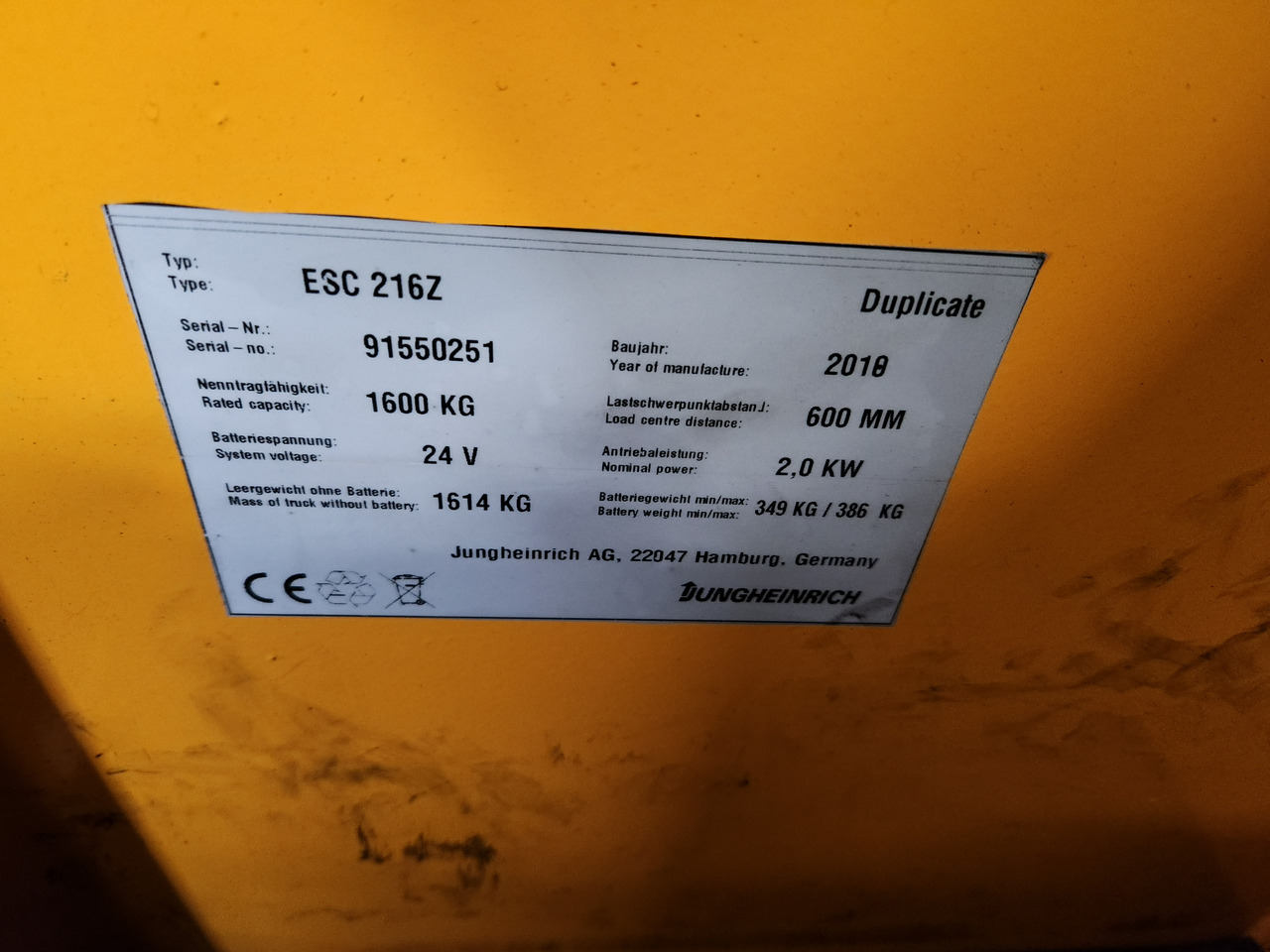 JUNGHEINRICH ESC 216z - معدات المستودعات: صور 2 JUNGHEINRICH ESC 216z - معدات المستودعات: صور 2