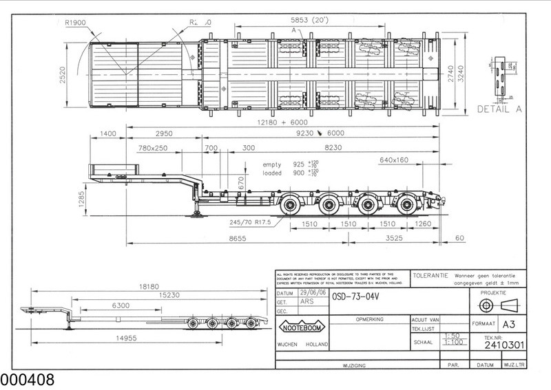 Nooteboom Lowbed 19.58 Meter, Extandable, Twistlocks - عربة مسطحة منخفضة نصف مقطورة: صور 2 Nooteboom Lowbed 19.58 Meter, Extandable, Twistlocks - عربة مسطحة منخفضة نصف مقطورة: صور 2