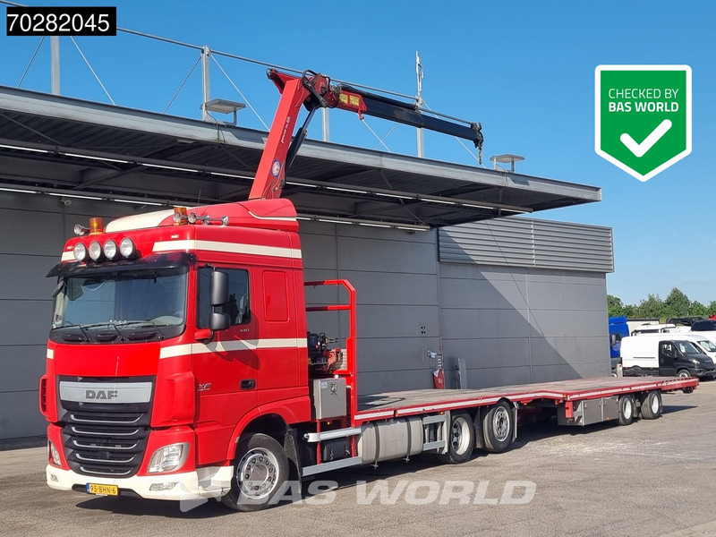 DAF XF 440 6X2 NL-Truck Transporter HMF 900-K2 Kran Winch Lift-Lenkachse Euro 6 - شاحنات مسطحة, شاحنة كرين: صور 1 DAF XF 440 6X2 NL-Truck Transporter HMF 900-K2 Kran Winch Lift-Lenkachse Euro 6 - شاحنات مسطحة, شاحنة كرين: صور 1