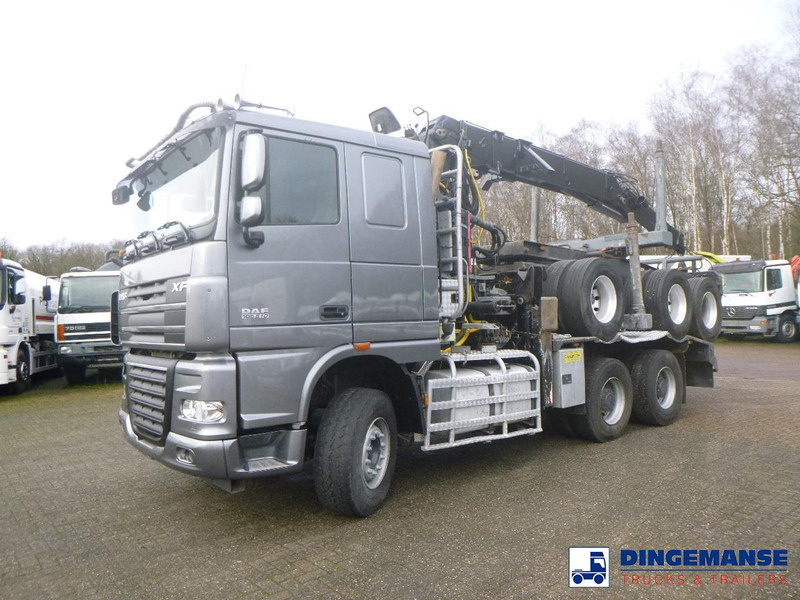 DAF XF 105.510 6x4 + Loglift F281S83 crane / timber truck + dolly - شاحنة كرين: صور 1 DAF XF 105.510 6x4 + Loglift F281S83 crane / timber truck + dolly - شاحنة كرين: صور 1